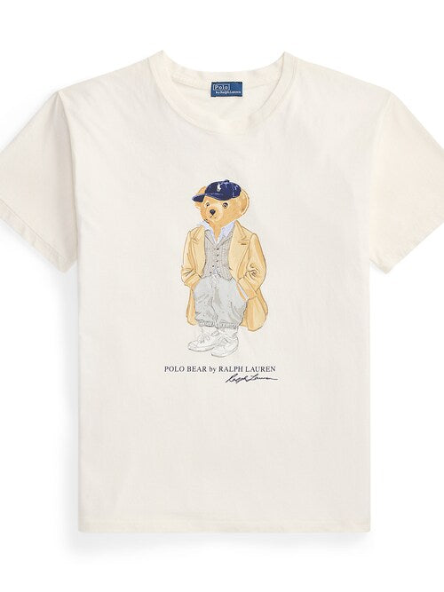 Women TEDDY BEAR T-SHIRT WHITE BROWN COAT
