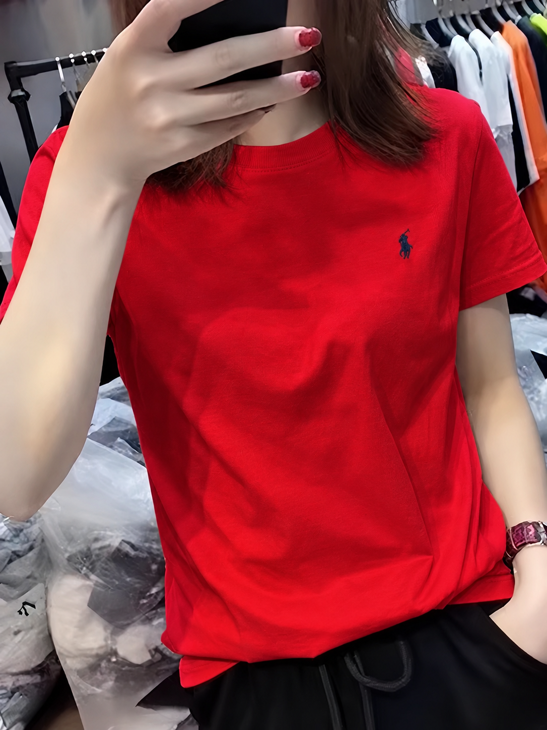 Women Pony Horse Red Tshirt