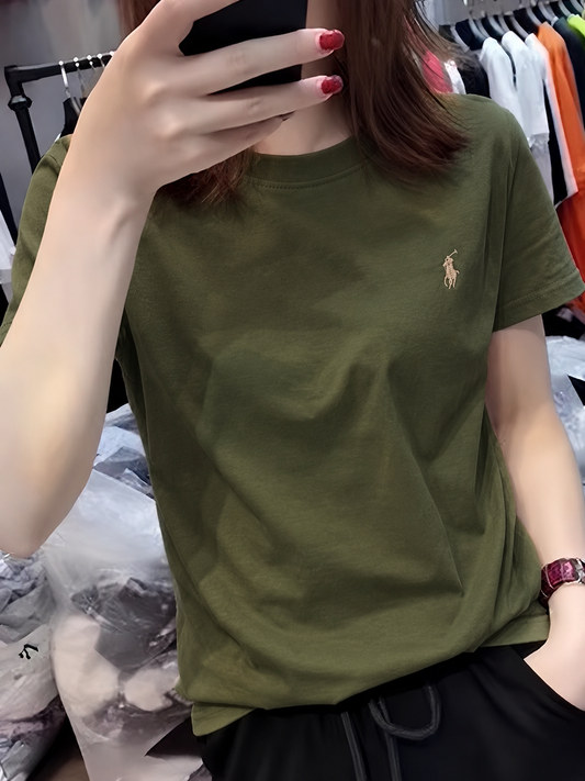 Women Pony Horse Olive Tshirt