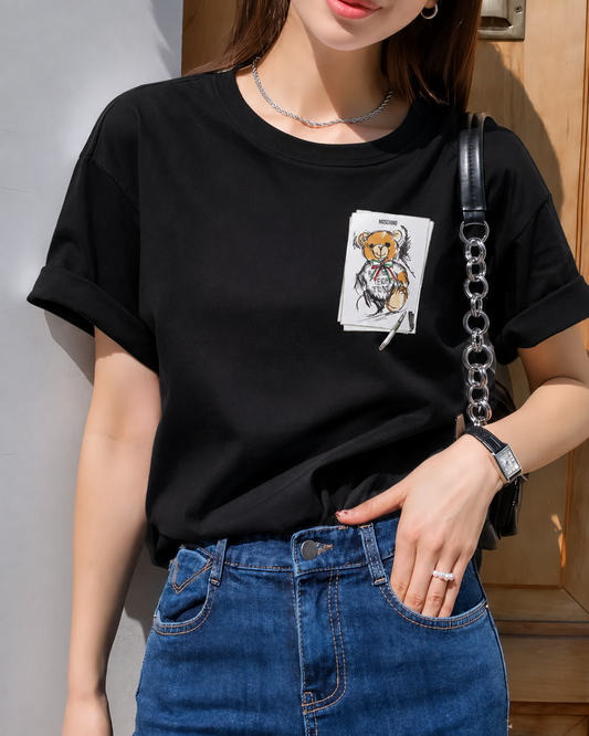 Women MOSCHINO BLACK PEN TEDDY T-SHIRT