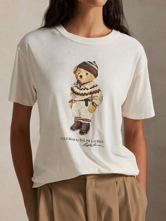 Women TEDDY BEAR T-SHIRT CREAM (New)