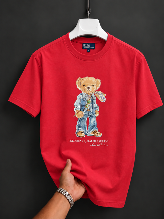 Women TEDDY BEAR T-SHIRT Tomato Red