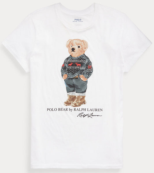 Women TEDDY BEAR T-SHIRT WHITE CHRISTMAS SWEATER