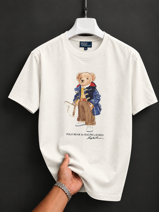 Women TEDDY BEAR T-SHIRT WHITE PURSE JACKET