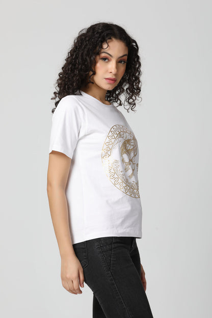 Metallic Gold Foil Signature Coin T-Shirt