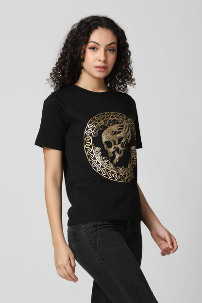 Metallic Gold Foil Signature Coin T-Shirt