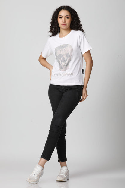 Classic Skull Multi Color Crystal Diamond T-Shirt