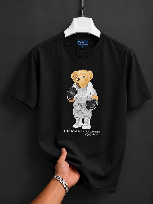 Women TEDDY BEAR T-SHIRT BLACK GYM