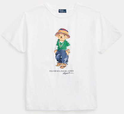 Women TEDDY BEAR T-SHIRT WHITE GREEN CAP