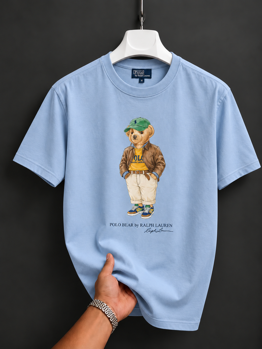 Women TEDDY BEAR T-SHIRT Sky cap