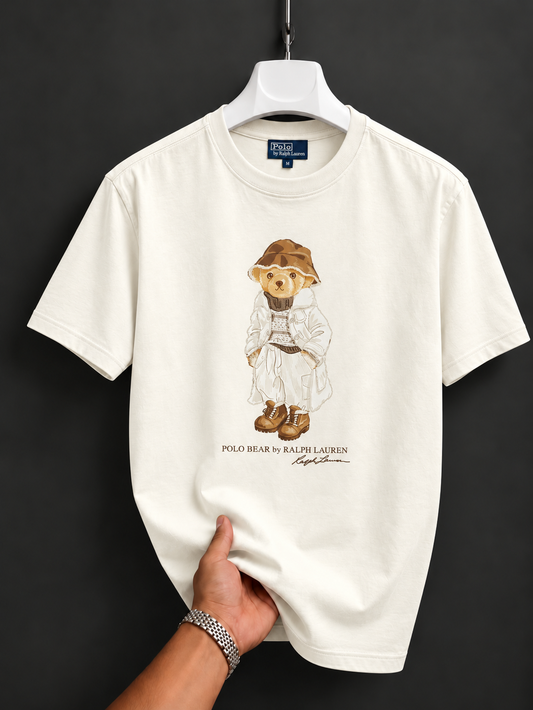 Women TEDDY BEAR T-SHIRT CREAM (Brown cap)