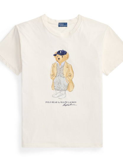 Women TEDDY BEAR T-SHIRT WHITE BROWN COAT