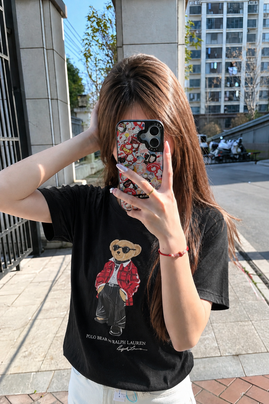 Women TEDDY BEAR T-SHIRT BLACK