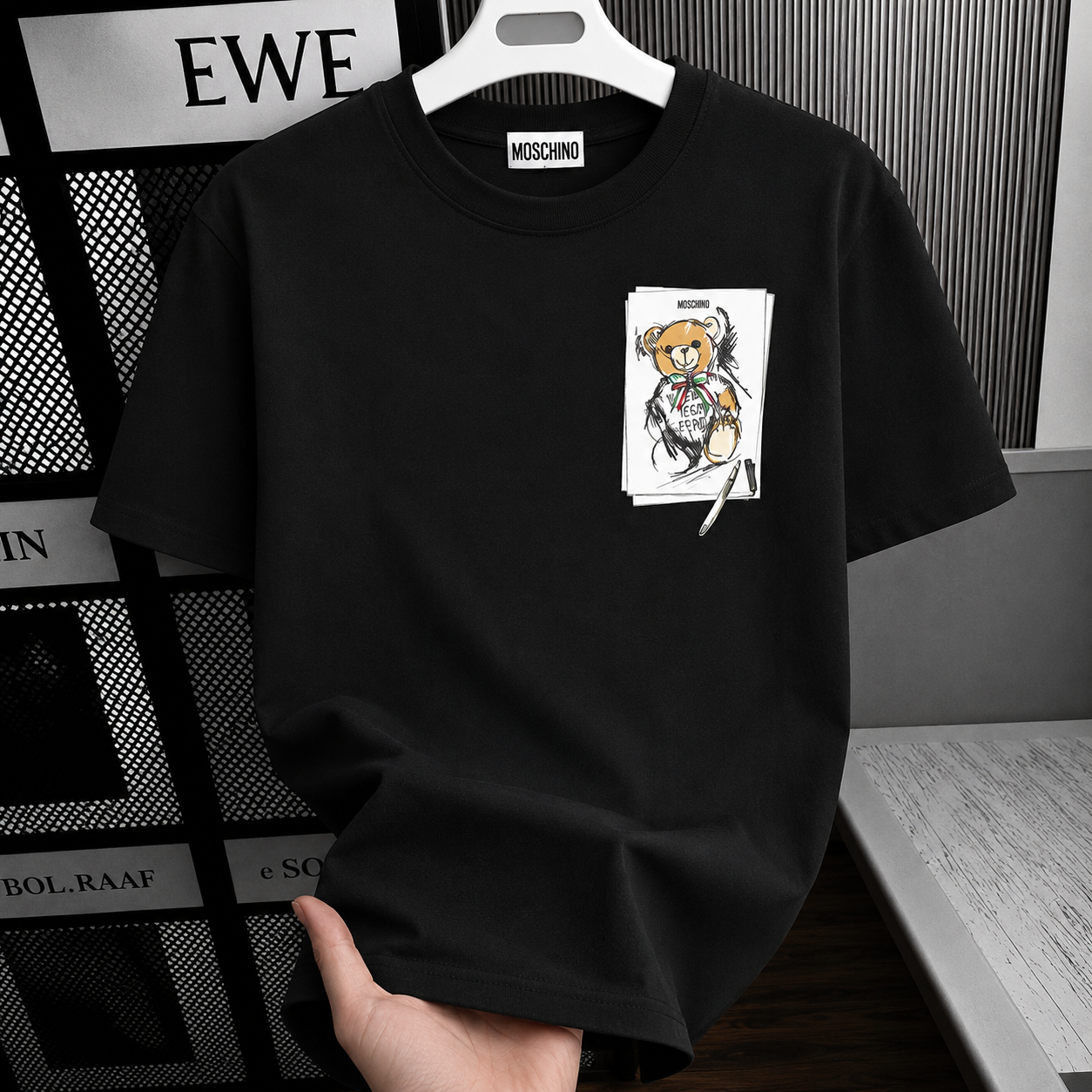 Women MOSCHINO BLACK PEN TEDDY T-SHIRT