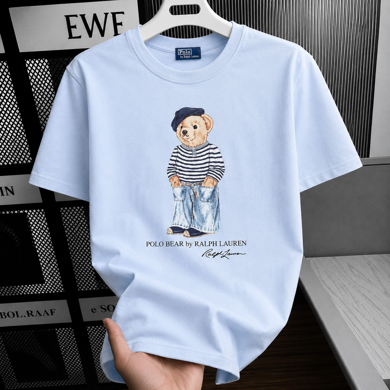 Women TEDDY BEAR T-SHIRT Sky pant