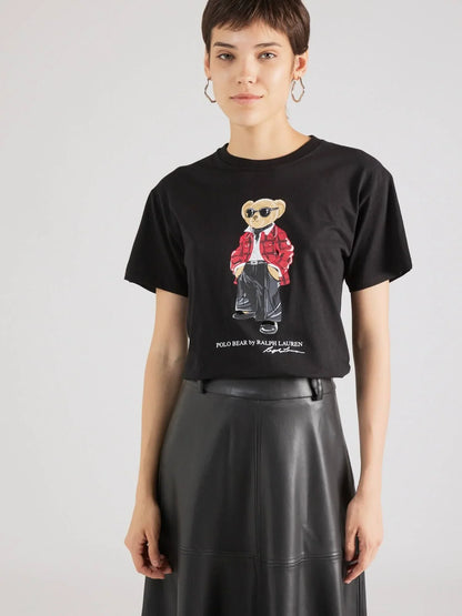 Women TEDDY BEAR T-SHIRT BLACK