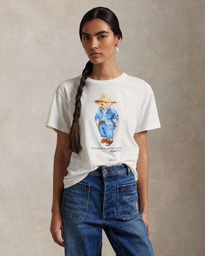 Women TEDDY BEAR T-SHIRT WHITE BLUE JACKET cap