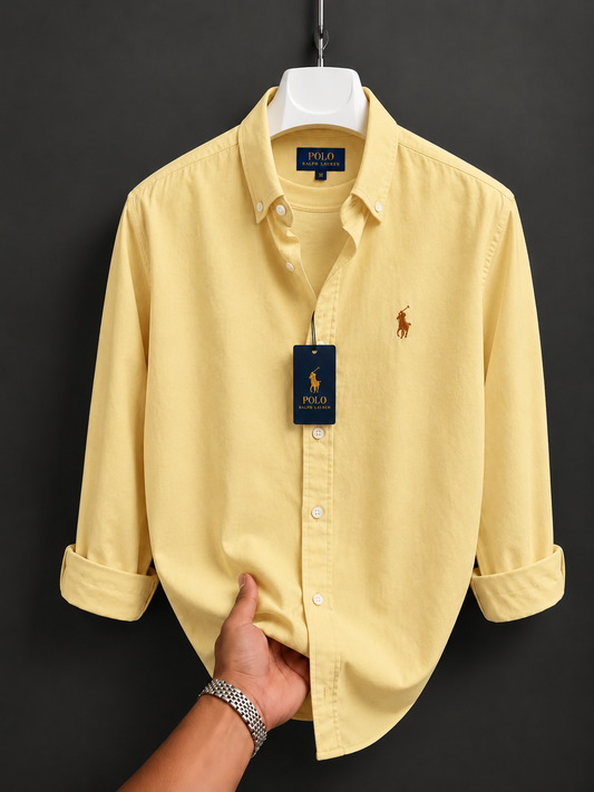 Yellow Oxford Shirt (Navy Logo)