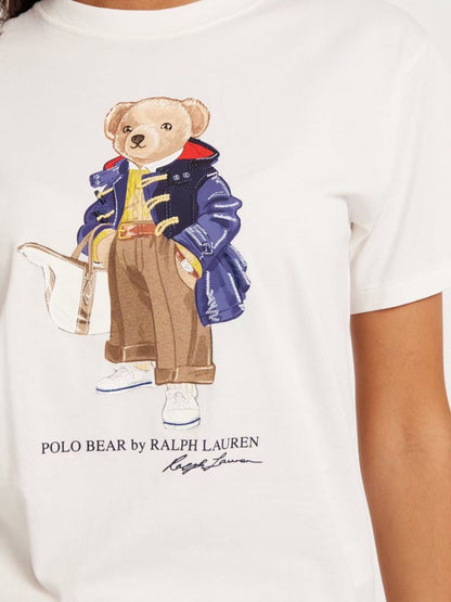 Women TEDDY BEAR T-SHIRT WHITE PURSE JACKET