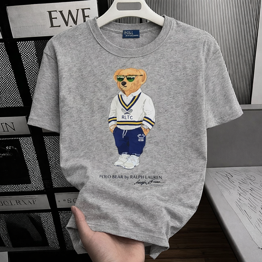 Women TEDDY BEAR T-SHIRT Grey (White Sweater)