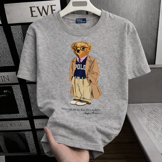 Women TEDDY BEAR T-SHIRT Grey (Brown Jacket)