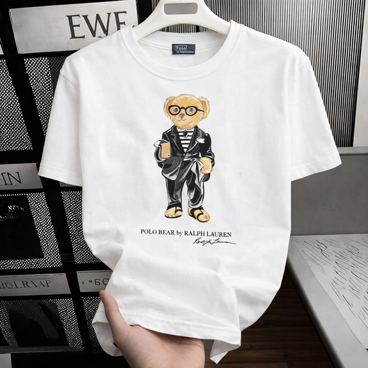 Women TEDDY BEAR T-SHIRT WHITE BLACK JACKET