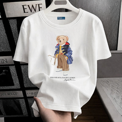 Women TEDDY BEAR T-SHIRT WHITE PURSE JACKET