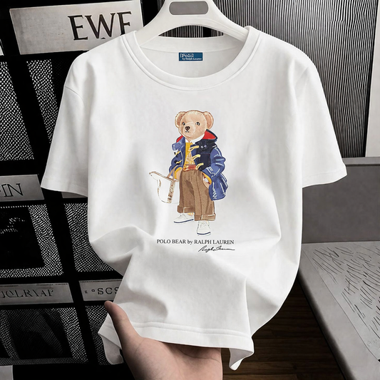 Women TEDDY BEAR T-SHIRT WHITE PURSE JACKET