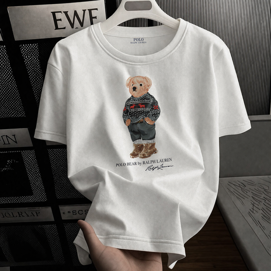 Women TEDDY BEAR T-SHIRT WHITE CHRISTMAS SWEATER