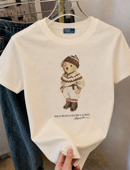 Women TEDDY BEAR T-SHIRT CREAM (New)