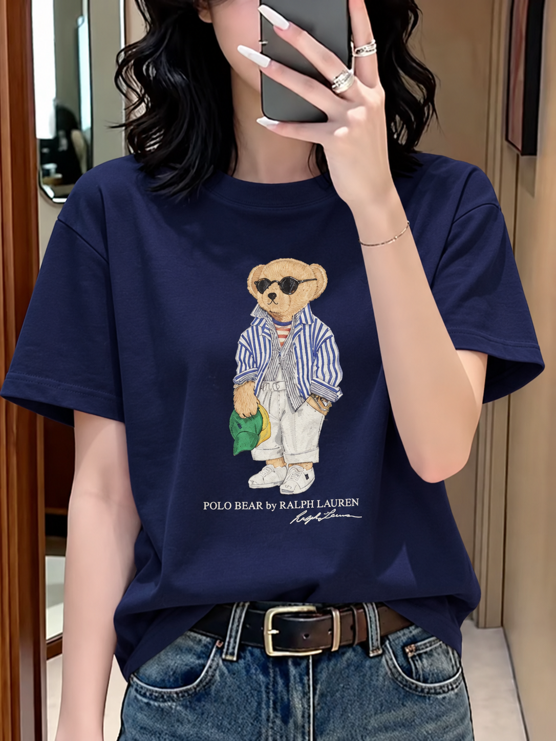 Women TEDDY BEAR T-SHIRT NAVY