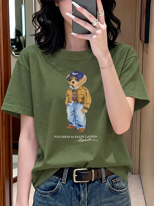 Women TEDDY BEAR T-SHIRT OLIVE 2