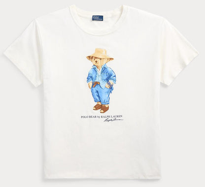 Women TEDDY BEAR T-SHIRT WHITE BLUE JACKET cap