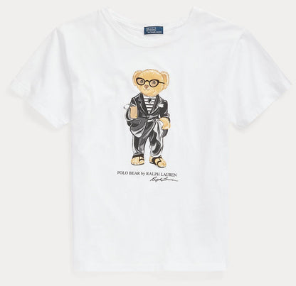 Women TEDDY BEAR T-SHIRT WHITE BLACK JACKET
